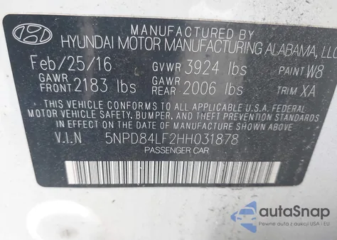 2017 Hyundai Elantra Se из США, поврежденный, VIN 5NPD84LF2HH031878